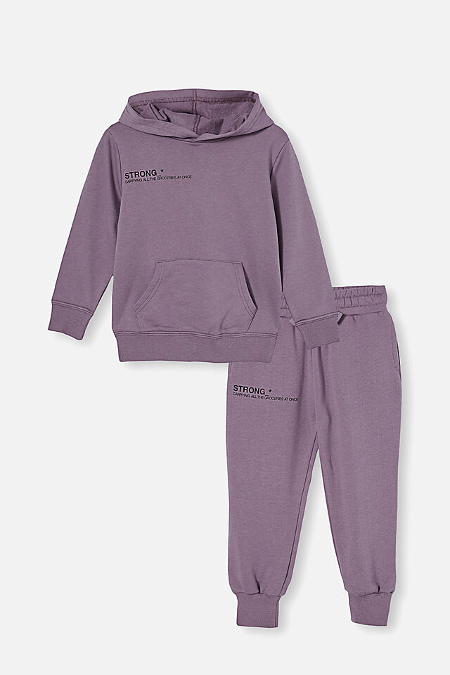 Hoodie and Trackpant Bundle, Dusk Purple/Strong